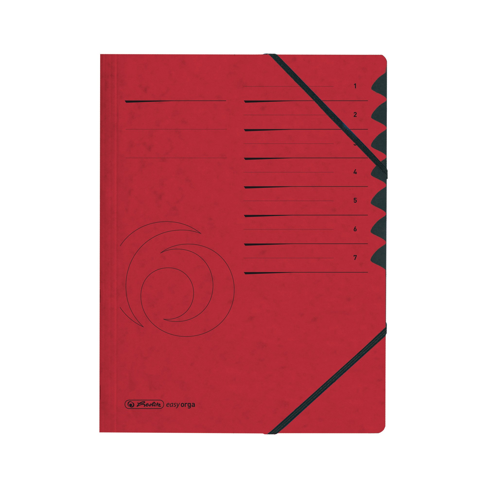Herlitz Colorspan Part File Manilla Elasticated with Index Tabs 7-Part A4 Red - Ref 10843068