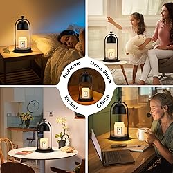 Black Candle Warmer Lamp with Timer,Dimmable Wax