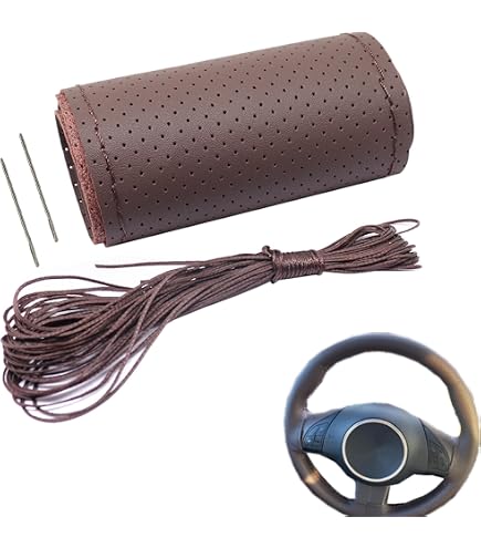 Universal Leather Car Steering Wheel Stitch On Wrap Cover