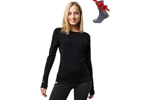 Merino.tech Merino Wool Base Layer Women - 100% Merino Wool Heavyweight, Midweight, Lite Long Sleeve Thermal Shirt and Socks