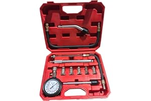 ZEAJSRU Engine Cylinder Compression Tester Kit, Dual Function Fuel & Vacuum Pressure Gauge Set, Automotive Engine Diagnostic Tool with Adapters and Carrying Case