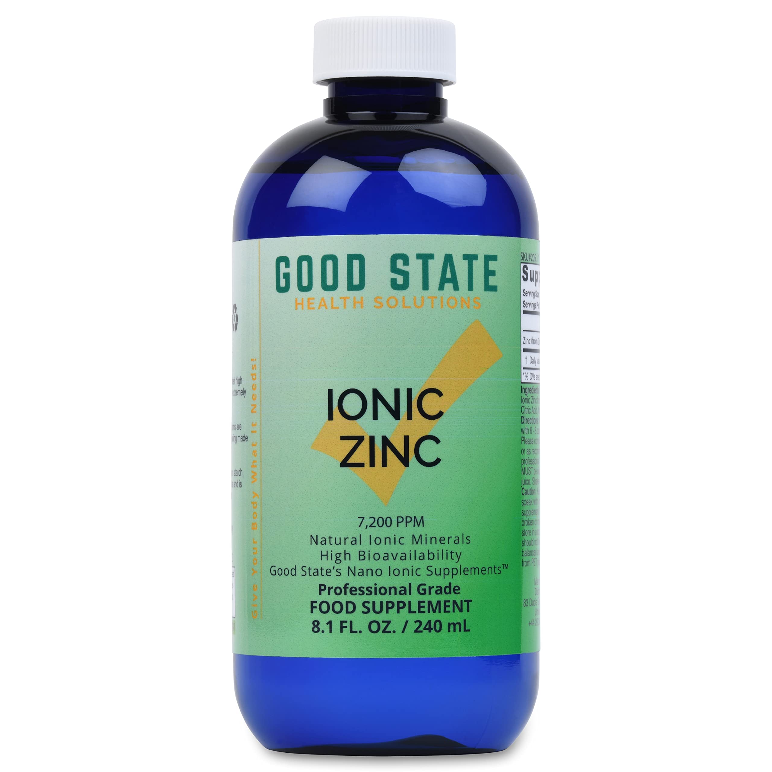 Good State | Liquid Ionic Zinc | Dietary Supplement | Great for Immune System | 96 Servings At 18 Mg | 8 Fl oz Bottle