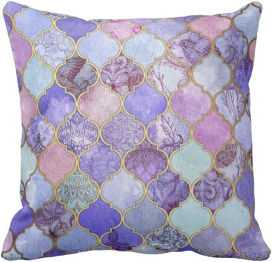 Amazon Com Emvency Throw Pillow Cover Purple And Gold Moroccan