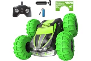 LMRC LM-15 Remote Control Car for Kids Ages 6-12, 4WD RC Stunt Car with Inflatable Tires, Double-Sided Pattern and LED Flash, 2.4GHz, 360° Rotates and Flips, Toys Birthday Gift for Boys and Girls