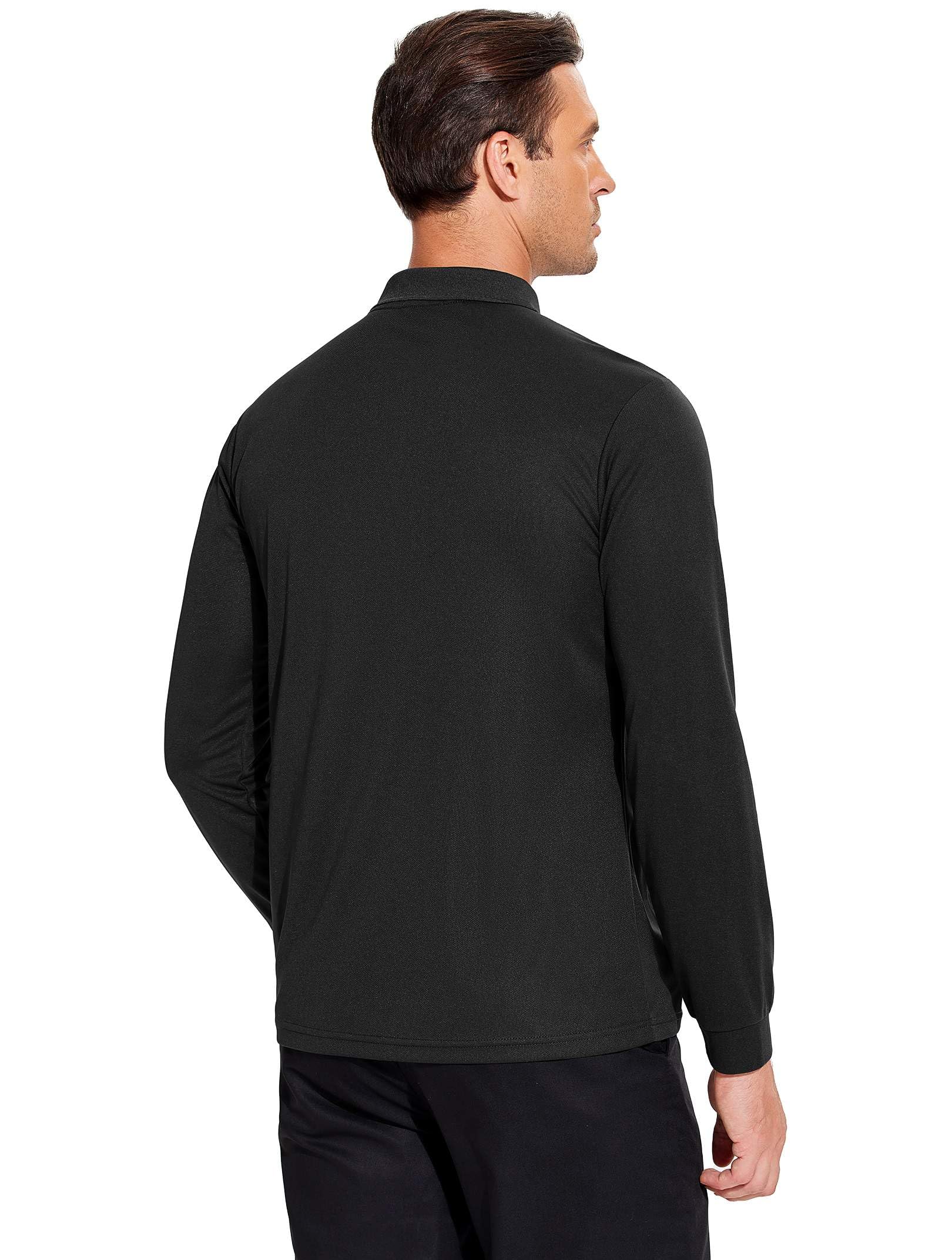 PINSPARK 3 Pack Men's Long Sleeve Golf Polo Shirts Athletic Casual Travel Performance Collar Shirts Lightweight Quick Dry