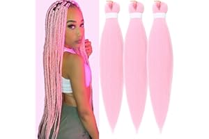 Gozill Pink Braiding Hair Pre stretched Box Braids Kanekalon Human Braiding Hair Extension 26 inch