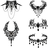 JNUIEU Goth Black Lace Choker Necklace for Women Gothic Vampire Necklace Halloween Victorian Dress Costume Accessories