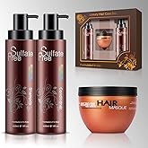 Nuspa Moroccan Argan Oil Hair Care Set - Sulfate Free for Damaged, Dry, Frizzy, Color Safe, Keratin Treated Hair with Long Lasting Shine