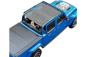 Coverspec JT Top Sun Shade Roof Compatible with Jeep Gladiator 4 Door 2018 to 2023 Sunshade Sunroof Bikini Cover Blocks UV Wind Noise Gray Mesh for Full Length