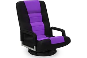 Buymoth Swivel Floor Gaming Chair w/Armrests,Folding Video Reclining Sofa w/6 Adjustable Position, Padded Backrest & Cushion, Lazy Lounger Couch for E-Sports, Reading, Relaxing, Watching TV, Purple