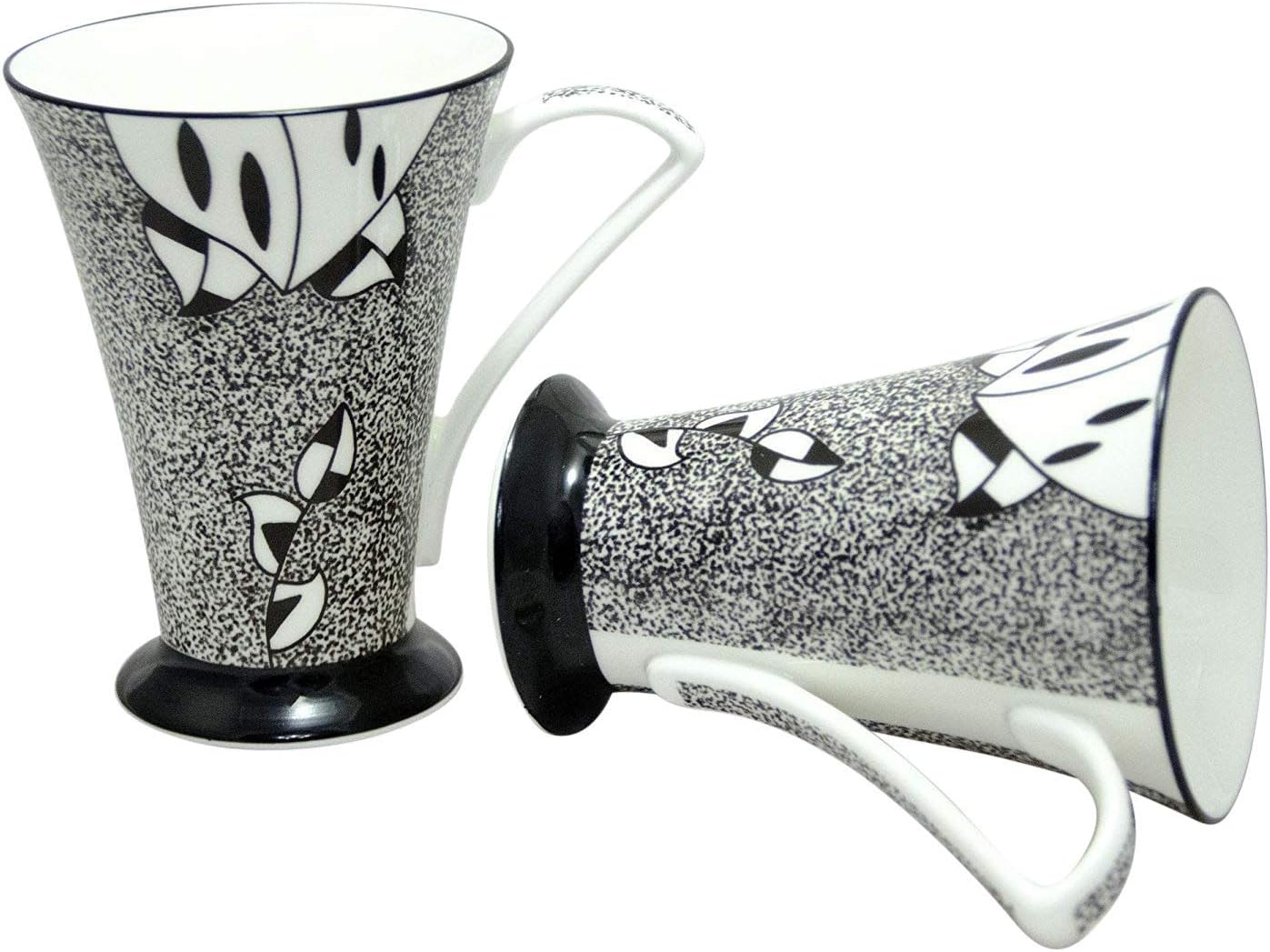 Attractive Pair of Art Deco Style Fine Bone China Mugs in the Lush