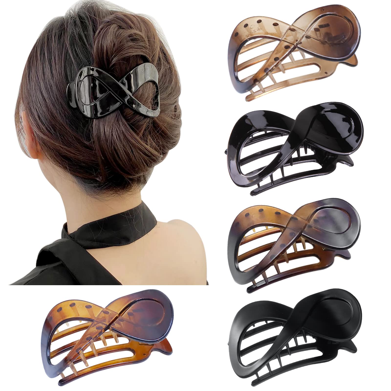 Kavya 5 Pcs Hair Claw Clip Hair Clips for Thick Hair Women, Non-Slip Hair Claws Large Hair Clip, Vintage Hair Accessories for Women and Girls