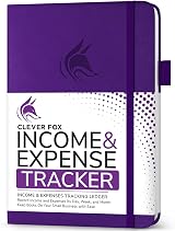 Clever Fox Income & Expense Tracker A5 Purple Notebook 1 Year Ledger