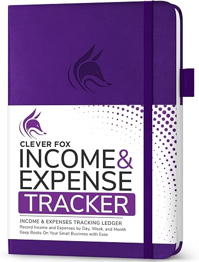 Clever Fox Income & Expense Tracker A5 Purple Notebook 1 Year Ledger