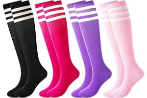 BONANGEL Kids Soccer Socks 6-8 Years Old, Boys Girls Knee High Athletic Sports Football Baseball Socks 8-10 10-12 Years