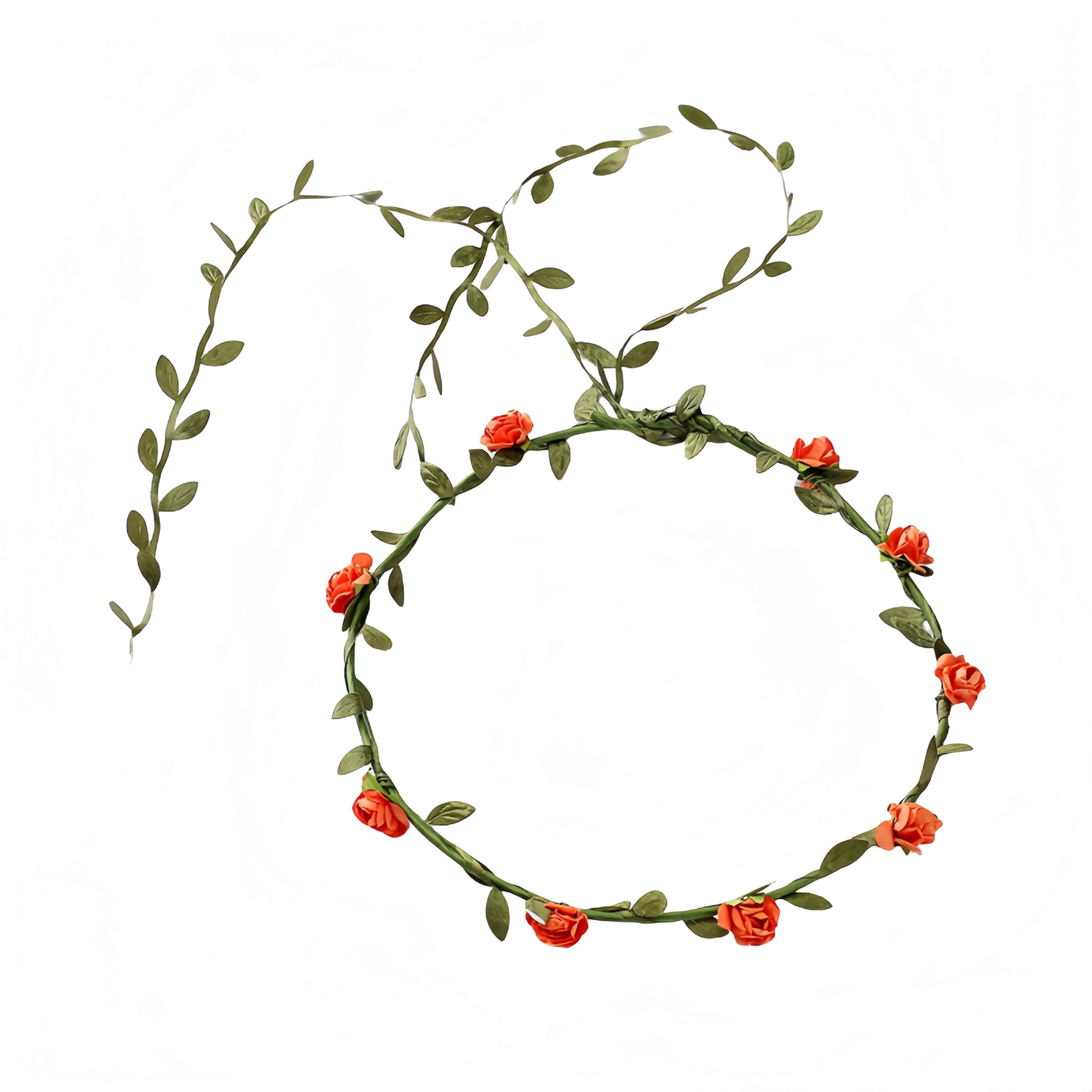 Photo 1 of Lofruiin Women's Simulated Rose Flower Wreath Bridesmaid Floral Crown Headband Headpiece for Seaside Weddings Travel Photography (Orange, Pack of 1)