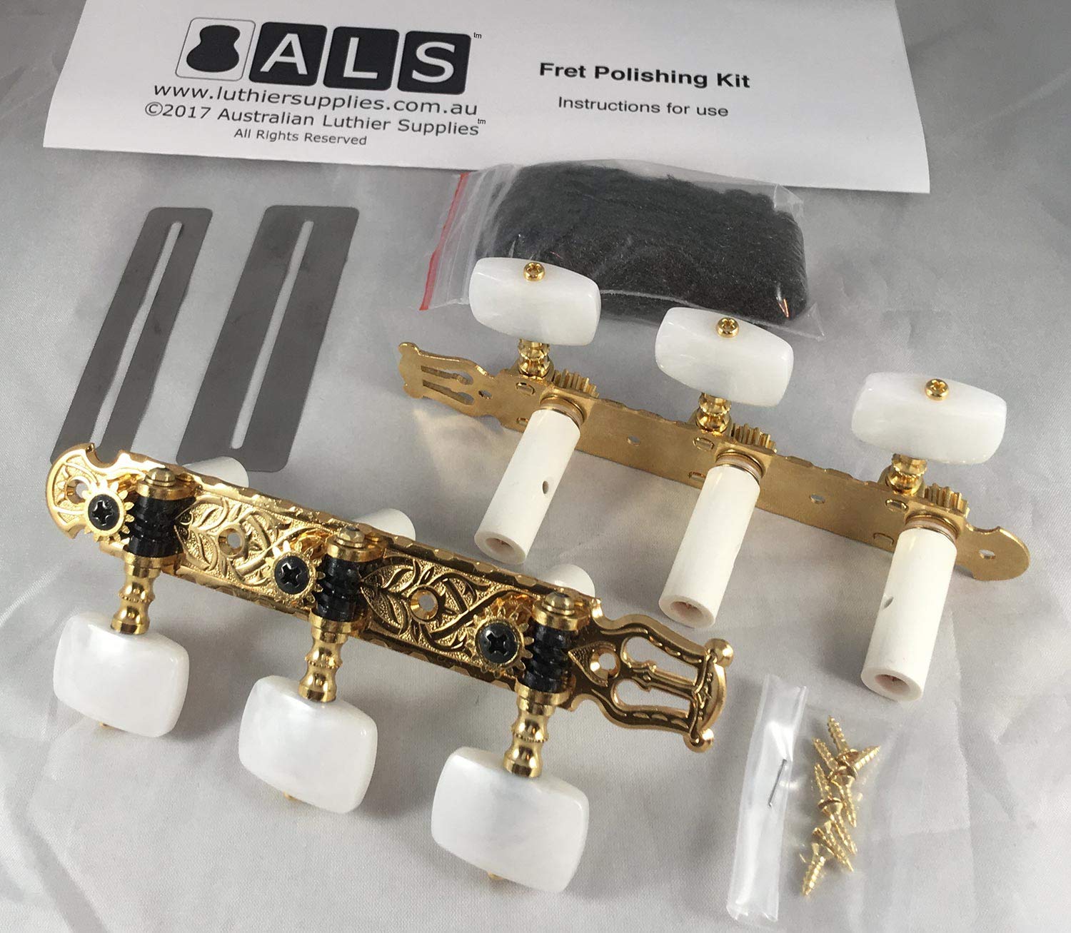 Gotoh Classical Guitar Machine Heads (Bonus ALS Fret Polishing Kit) 35G1600 Model Tuners by Gotoh Japan for Yamaha etc. - Fret Polishing Kit by Australian Luthier Supplies