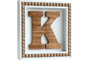 COLLECTIVE HOME - Monogram Wall Signs, Wood Letter Decor with Beads, Personalized Letters for Wall Decor, Tabletop Alphabet S