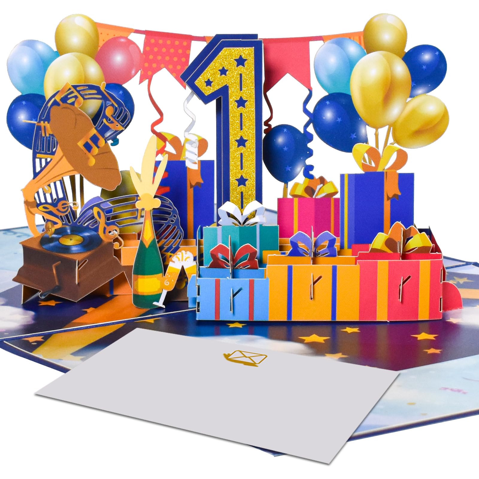 Magic Ants 3D Pop-Up Card Number 1, Anniversary Card & Birthday Card, Paper Anniversary Card, Congratulations Card for 1st Wedding Anniversary, Company Anniversary & Milestones, Gift with Envelope