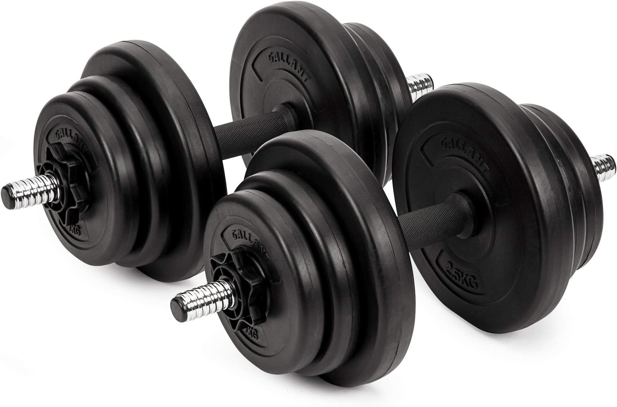 Gallant Weights Dumbbells & Barbell 20 Kg Set Home Gym Training Weights Biceps Fitness Exercise Chrome Bars Vinyl Plates Adjustable Set