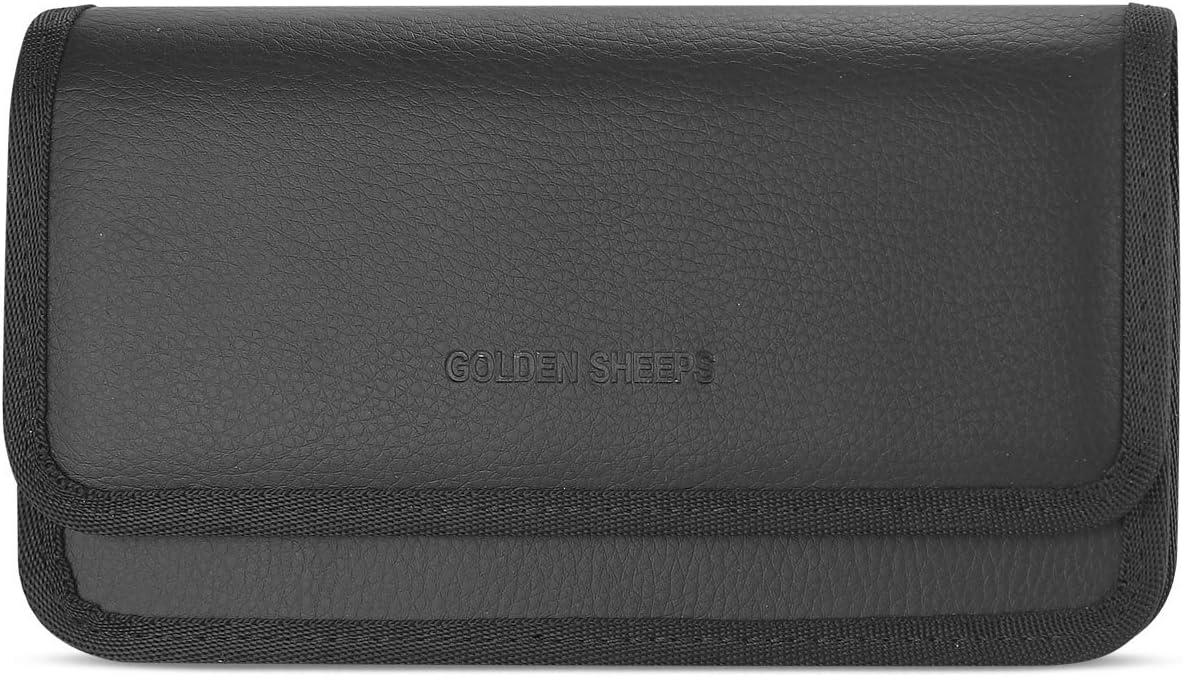 XXL Size Motorola Moto E4 Plus 5.5" Premium Leather Belt Clip Pouch Case Cover Holster (Fits Phone with Otter Box Symmetry/Defender/LIFEPROOF/Extended Battery or Thick Case On)