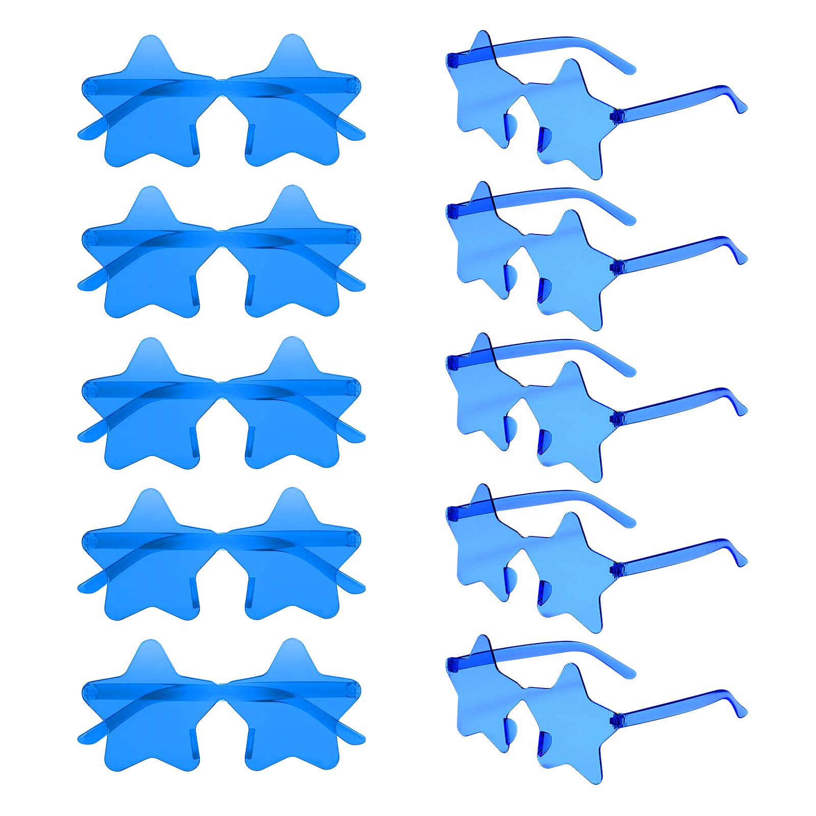 Widisun 10 Pcs Vintage Star Shaped Sunglasses Blue Funky Star Shaped Party Glasses Star Sunglasses Adult Star Shaped Glasses for Shopping Outdoor Travelling Party