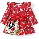 Disney Princess Frozen Elsa Minnie Mickey Stitch Ruffle Sleeve Dress A Line Long Sleeve Kids Clothes Baby to Toddler