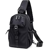 Colins Keirs Large Travel Sling Bag for Men, Waterproof Crossbody Chest Bag for Leisure Vacation, Black Shoulder Bag Every Day