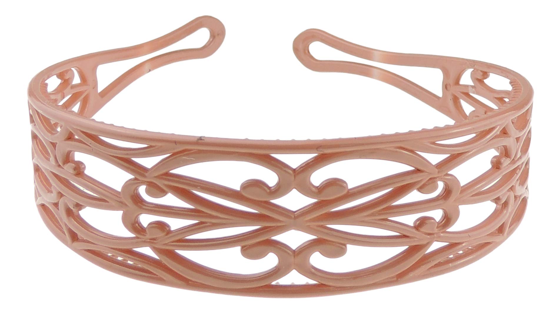 GIRLS SMALL HEAD LADIES School Uniform Work Gym Yoga Birthday Party Hair Accessories Plain Plastic Wide Scroll Floral Swirls Stencil Short Long Hair Headband Alice Band Hairband (Light Taupe Brown)