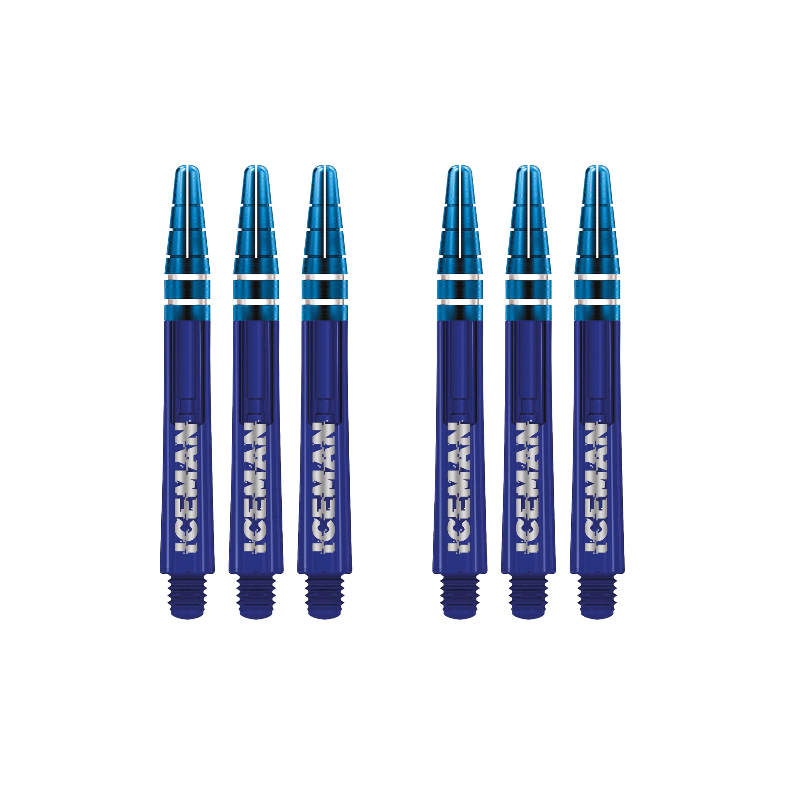 RED DRAGON Gerwyn Price Nitrotech Blue with a Blue Top Medium Dart Shafts - 2 sets per pack (6 shafts in total)