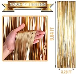 4 Pack Champagne Gold Foil Fringe Curtain