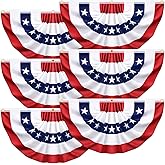 6 Pack USA Pleated Bunting Fan Flags, 1.5 x 3 Ft Patriotic Half Fan Banner American Flag Decoration Bunting for Outside Red White and Blue Decor Independence Day Memorial Day 4th of july Decorations