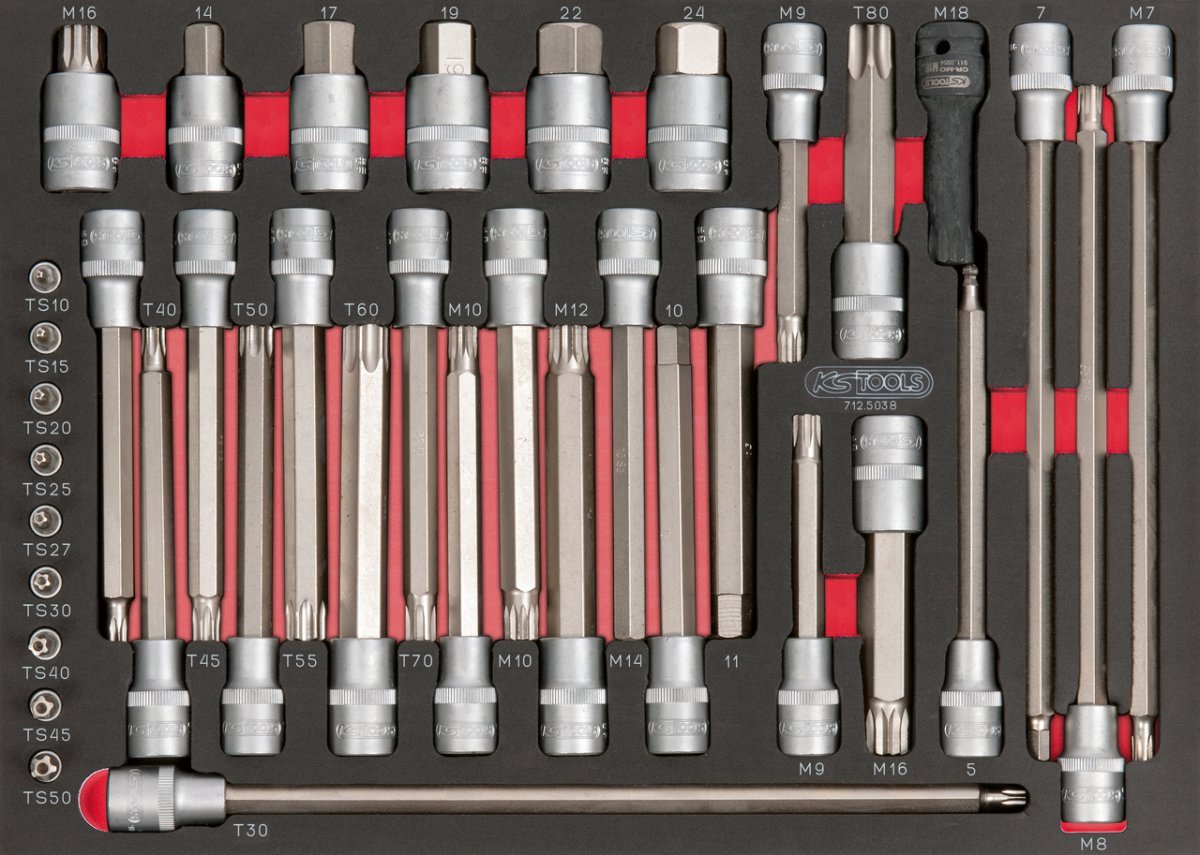 KS Tools 712.5038 38 Module Mechanical Long for bits 1/4 1/2 "