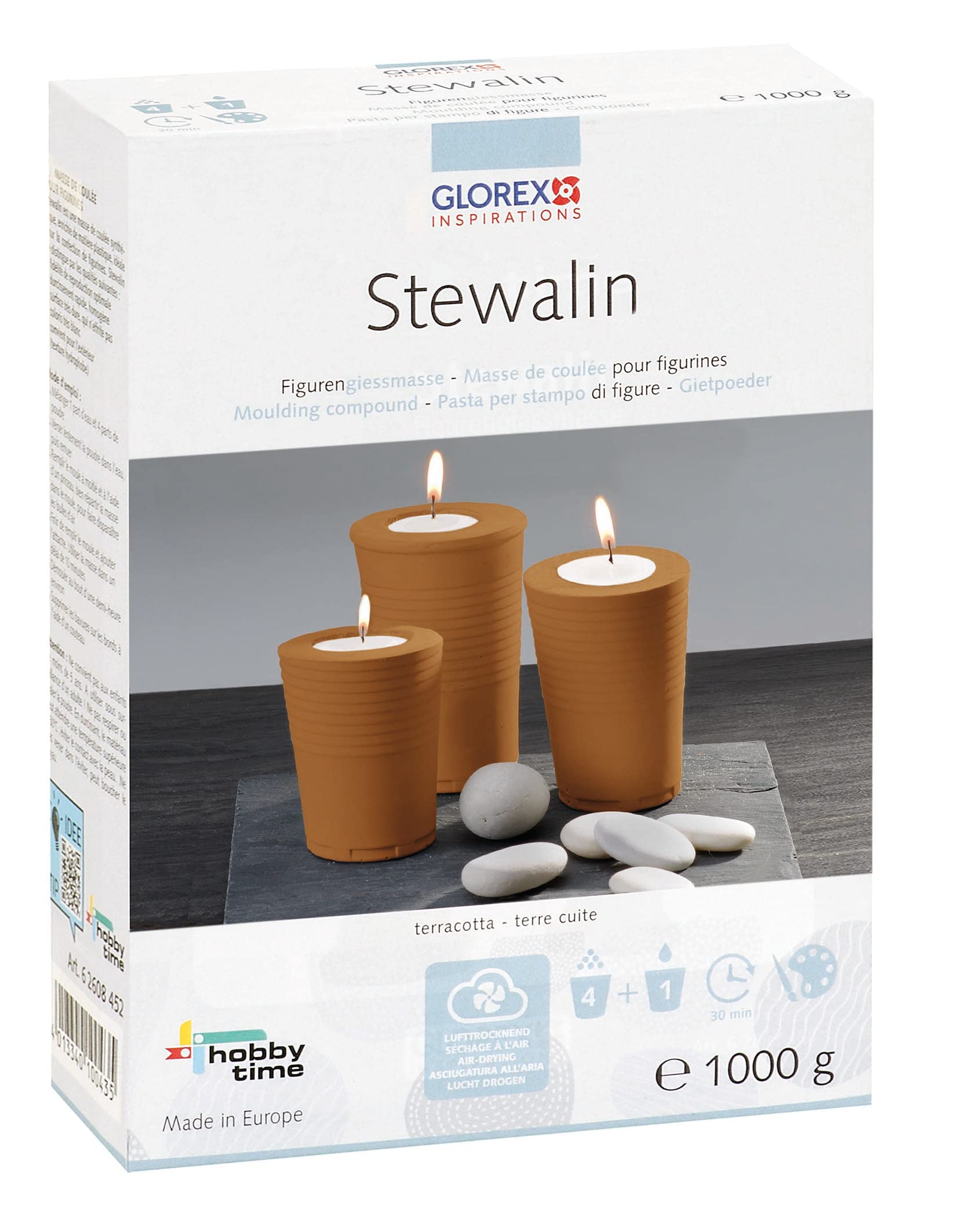 Glorex 6 2608 452 Stewalin Terracotta 1000 g Figure Casting Clay for Casting Figures and Reliefs, High Moulding Accuracy, Fast Hardening, Smooth Surface, Weather Resistant