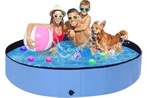 STUDESK Foldable Dog Pool - 79" x 12" Anti-Slip Portable Dog Swimming Pool, Hard Plastic Collapsible Kiddie Pool for Outdoor and Indoor for Pets Dogs Cats and Kids