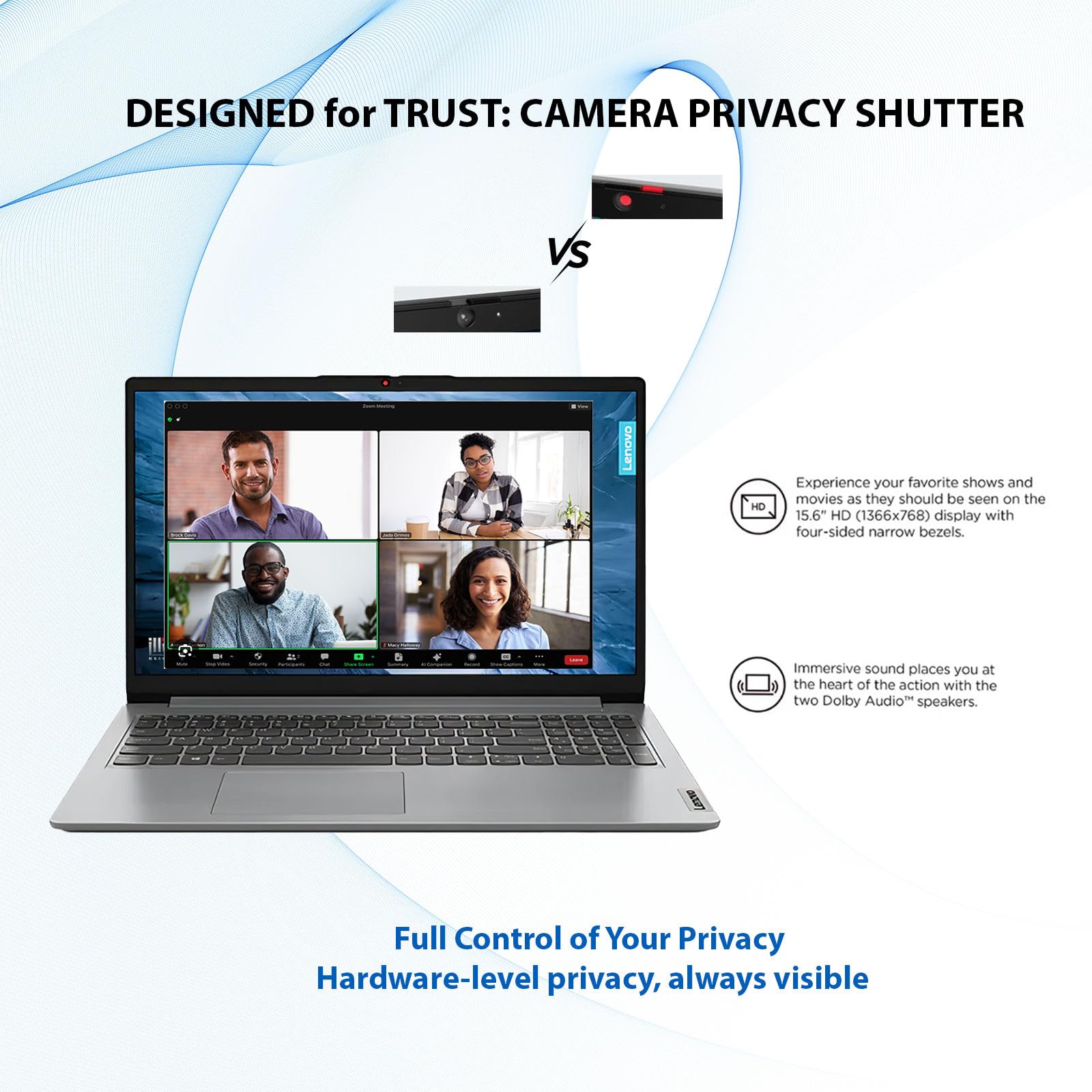 Portátil Lenovo | Núcleo Intel| 15.6 Pantalla antirreflejo | 1 año de Office 365 | 8 GB de RAM | SSD de 128 GB + eMMC de 128 GB | Almacenamiento en la nube de 1 TB | Batería de 11 horas | Windows11 | Wifi 6| USB de recuperación WOWPC