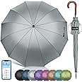 ZOMAKE 54 Inch Large Golf Umbrella With Wood Hook Handle 12/16 Ribs, Automatic Open Stick Umbrellas Windproof Wooden Handle, Curved Cane With J Hook for Gentlemen