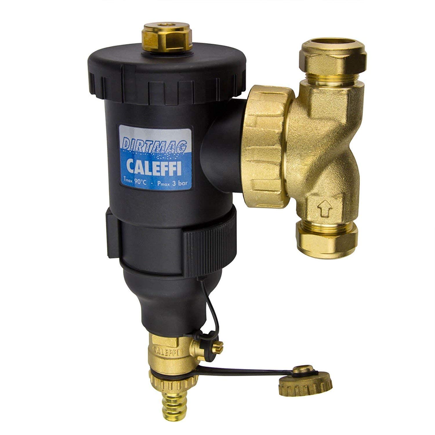 Caleffi Dirtmag 545302 Mud Separator 22 mm with Magnet Made from Technopolymer with Compression Fitting