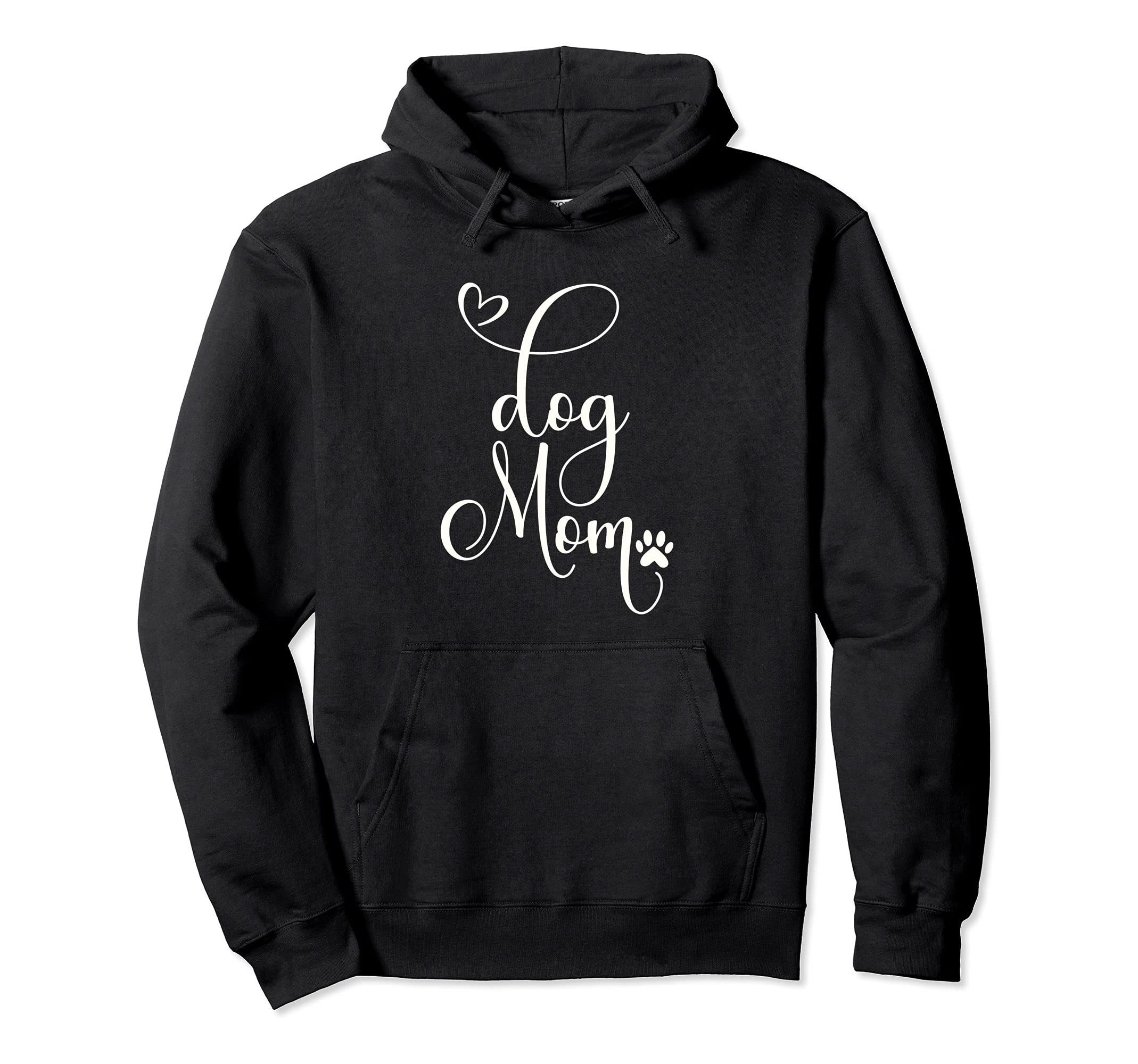 Dog Mom with Heart and Paw Print Cute Pullover Hoodie