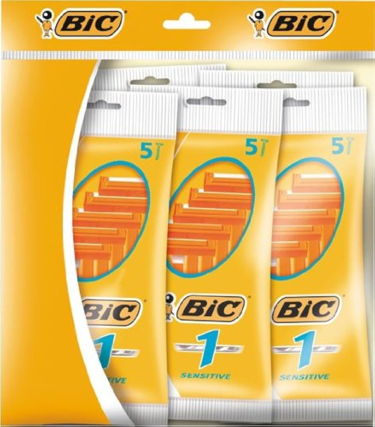 BiC 1 Sensitive Mens Single Blade Disposable Shaver 5 Packs of 5