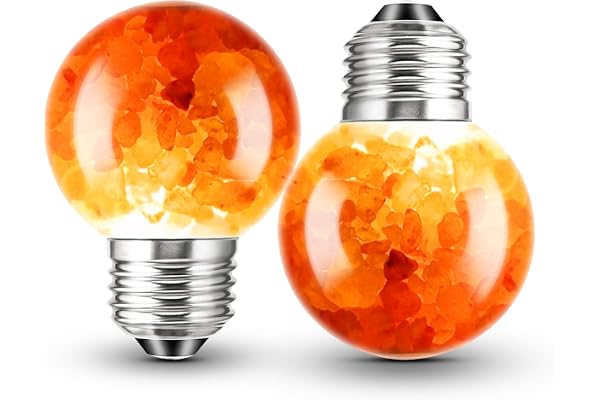 E26 Himalayan Salt LED Light Bulbs, 3W Amber Light Bulbs 2200K, 2pack | E26 Warm Light Bulb for Bedroom, Night Light, Sleep L