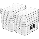 Heyuzb Pantry Organizers and Storage, 12 Pack Clear Plastic Storage Bins for Freezer, Multi-Use Organizer Bins for Kitchen, O