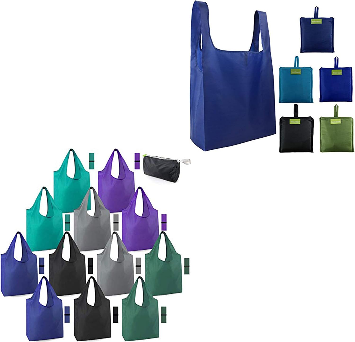 Reusable Grocery Bags 5 Pack Ripstop Polyester Shopping