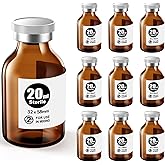 Ks-Tek Sterile Empty Vials with Self Healing Injection Port,with Flip Off Aluminum Cap,Sterile Package (20ml Amber,10)