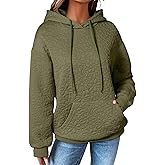 EVALESS Womens Hoodies Casual Long Sleeve Drawstring Jacquard Sweatshirt Pullover Tops Loose Outfits Clothes