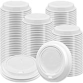 GGOLDMER 150 Pack Plastic Coffee Cup Lids for 10, 12, 16, 20, 22 oz Paper Cups, 90 mm/3.5 inches, Disposable Dome Coffee Lids for Tea, Hot Chocolate, Espresso, White
