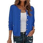 Allegra K Cardigan Sweaters for Women 2025 Fall Collarless Button Up Dressy Chunky Knit Cardigans