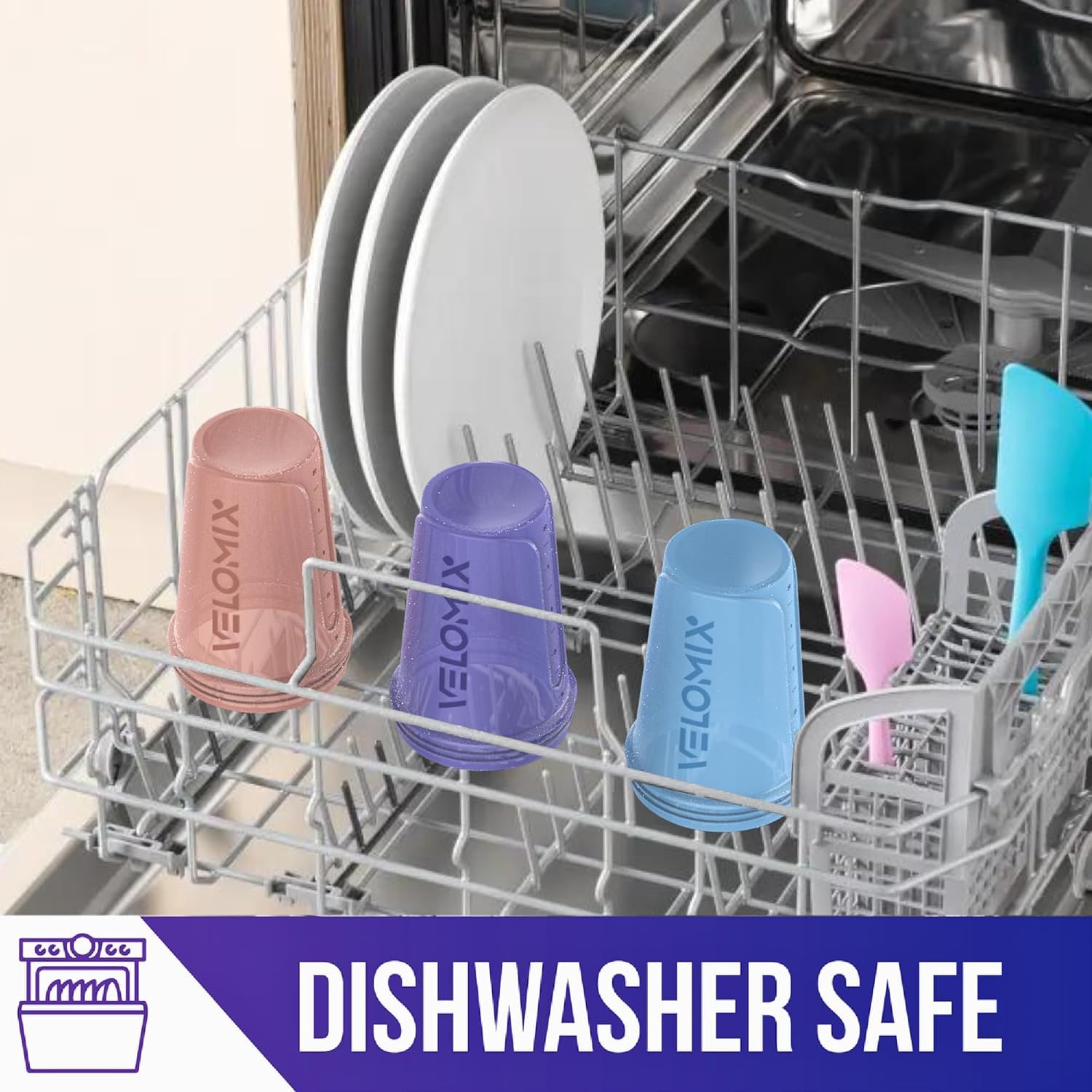 VELOMIX -6 PACK- 20 OZ Protein Shaker Bottles for Protein Mixes, Shaker Cups for Protein Shakes, Small Shaker Bottle Pack, Shaker Cup, Shakers for protein Shakes (Pastel Shades - 6 Pack)