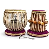 Tabla Set, Basic Tabla Drums Set, Steel Bayan, Dayan with Hammer, Cushions and Cover - Perfect Tablas for Students and Beginners on Budget (PDI-IB)