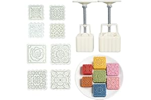 10 PCS Square Bath Bomb Mold Set Includes 2 Bath Bombs Press and 8 Different Pattern Stamps for Making DIY Tools Moon Cake Ma